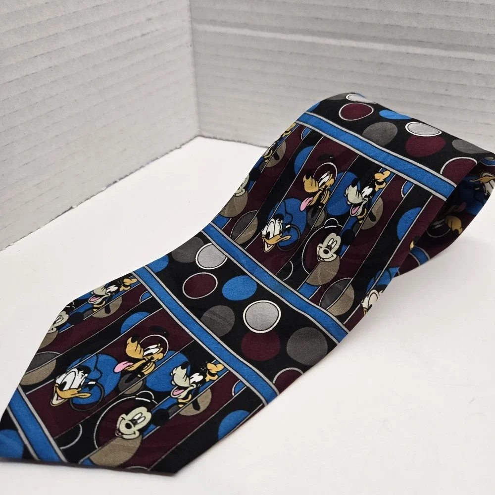 VTG Disney Mickey Unlimited‎ Neck Tie by Balancine Mickey Mouse & Goofy Striped